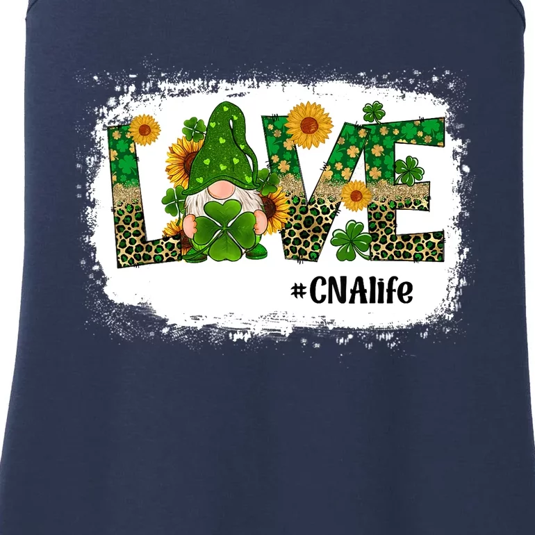 Love CNA Nurse Life Gnome Sunflower Funny St Patrick's Day Ladies Essential Tank