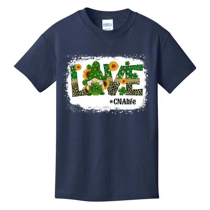 Love CNA Nurse Life Gnome Sunflower Funny St Patrick's Day Kids T-Shirt