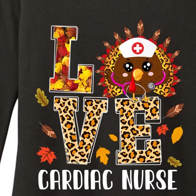 Love Cardiac Nurse Leopard Turkey Nursing Thanksgiving Gift Womens CVC Long Sleeve Shirt