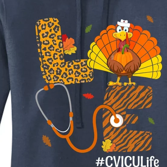 Love Cvicu Nurse Life Fall Nurse Turkey Thanksgiving Day Great Gift Women's Pullover Hoodie