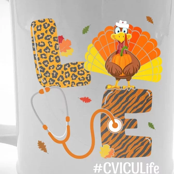 Love Cvicu Nurse Life Fall Nurse Turkey Thanksgiving Day Great Gift Front & Back Beer Stein