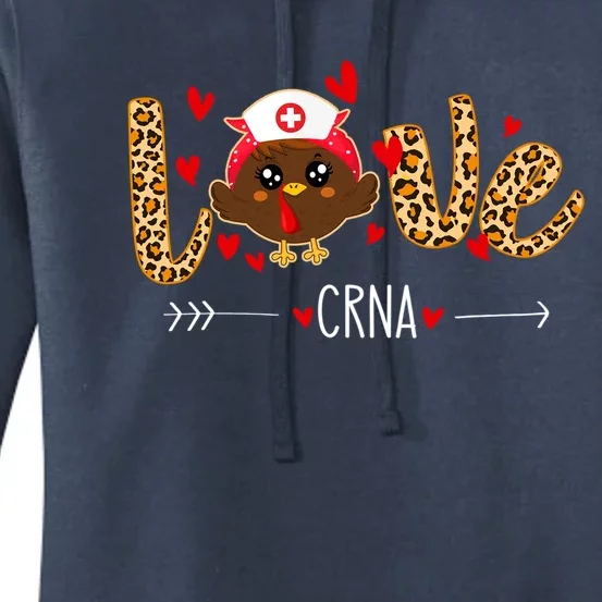 Love Crna Nurse Leopard Thanksgiving Cute Turkey Nursing Funny Gift Women's Pullover Hoodie