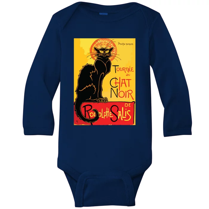 Le Chat Noir The Black Cat Tee Art Nouveau Vintage Baby Long Sleeve Bodysuit