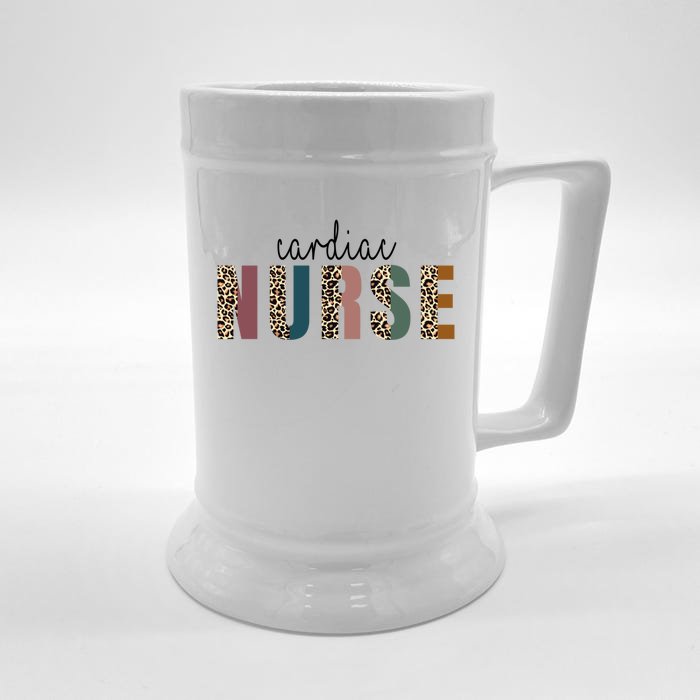 Leopard Cardiac Nurse Nursing Student School Gift Front & Back Beer Stein