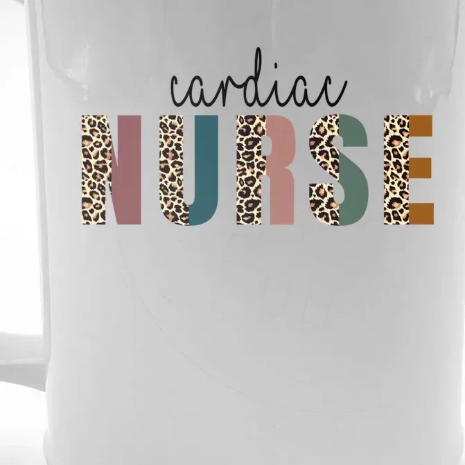 Leopard Cardiac Nurse Nursing Student School Gift Front & Back Beer Stein