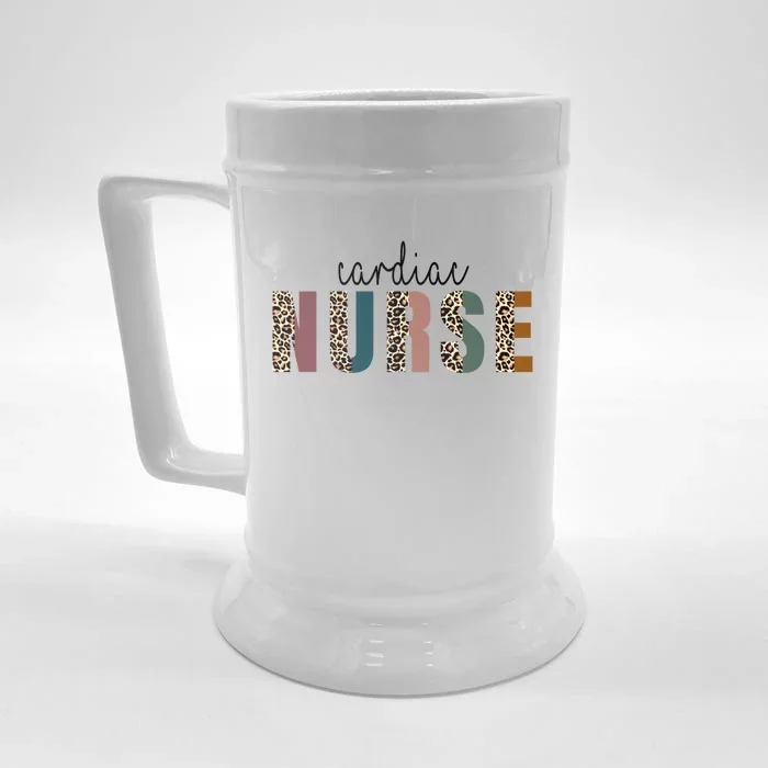 Leopard Cardiac Nurse Nursing Student School Gift Front & Back Beer Stein