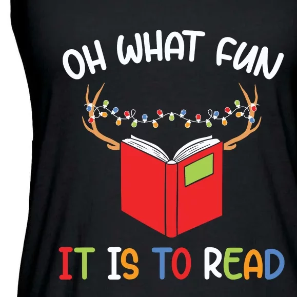 Librarian Christmas Oh What Fun Books Gift Funny Xmas Holiday Ladies Essential Flowy Tank