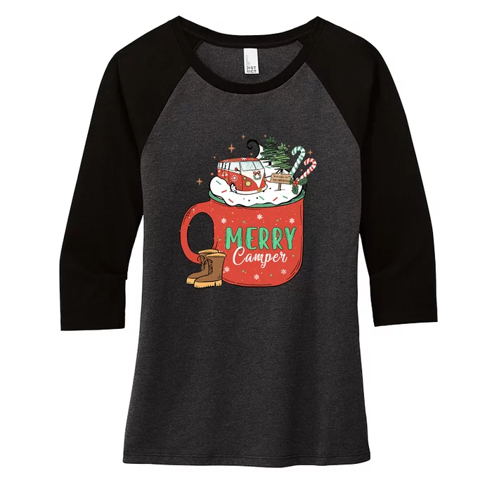 Love Camping On Christmas Morning Xmas Gift Women's Tri-Blend 3/4-Sleeve Raglan Shirt