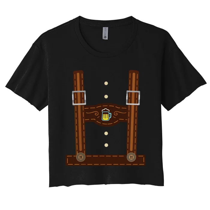 Lederhosen Costume Oktoberfest Gifts German Beer Fest Women's Crop Top Tee