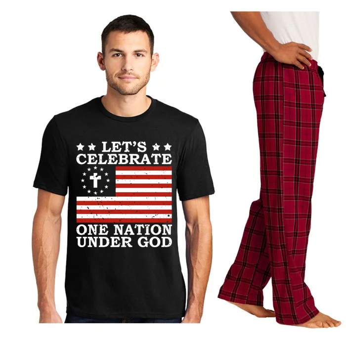 Lets Celebrate One Nation Under God 4th Of July Faith Gift Pajama Set