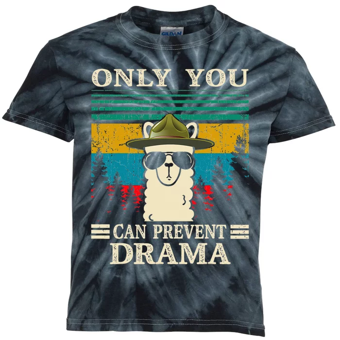 Llama Camping Only You Can Prevent Drama Gifts Kids Tie-Dye T-Shirt