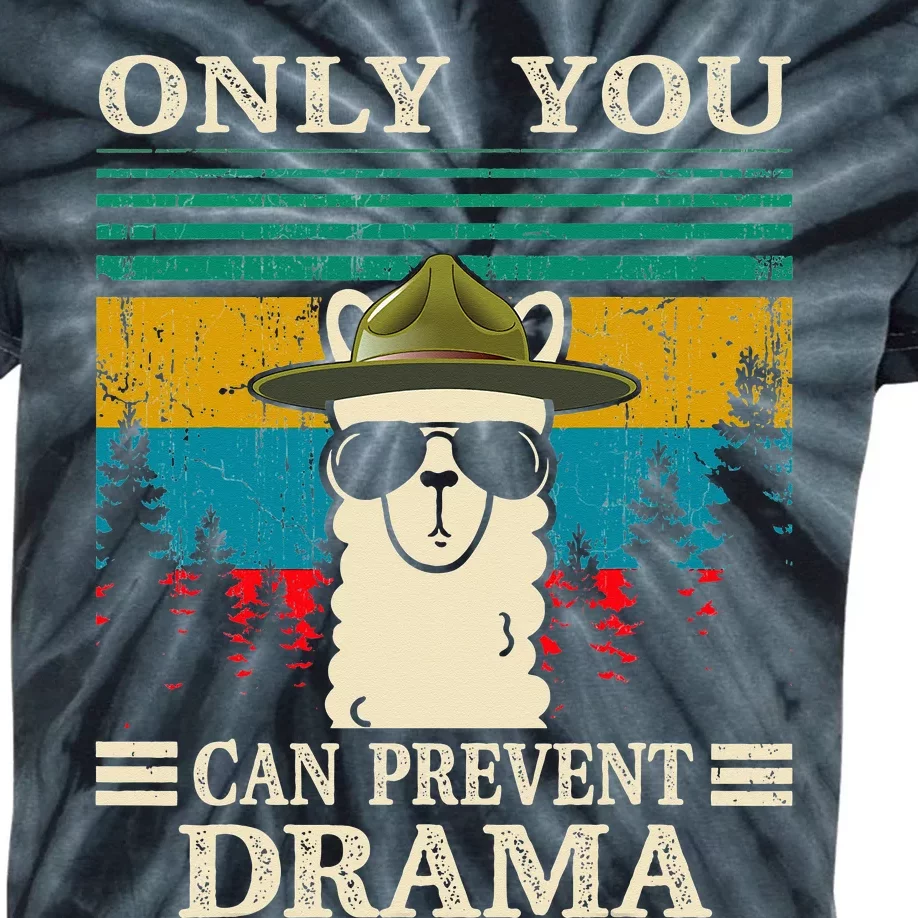 Llama Camping Only You Can Prevent Drama Kids Tie-Dye T-Shirt