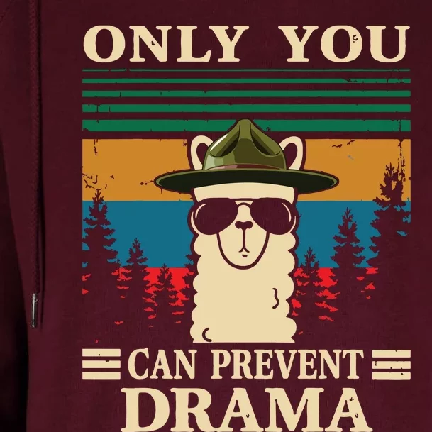 Llama Camping Only You Can Prevent Drama Gifts Men Women Womens Funnel Neck Pullover Hood