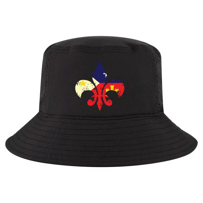 Louisiana Cajun Proud Acadiana Flag Distressed Fleur Cool Comfort Performance Bucket Hat