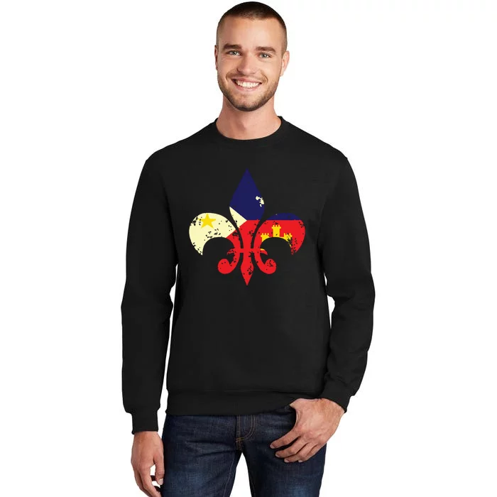 Louisiana Cajun Proud Acadiana Flag Distressed Fleur Sweatshirt