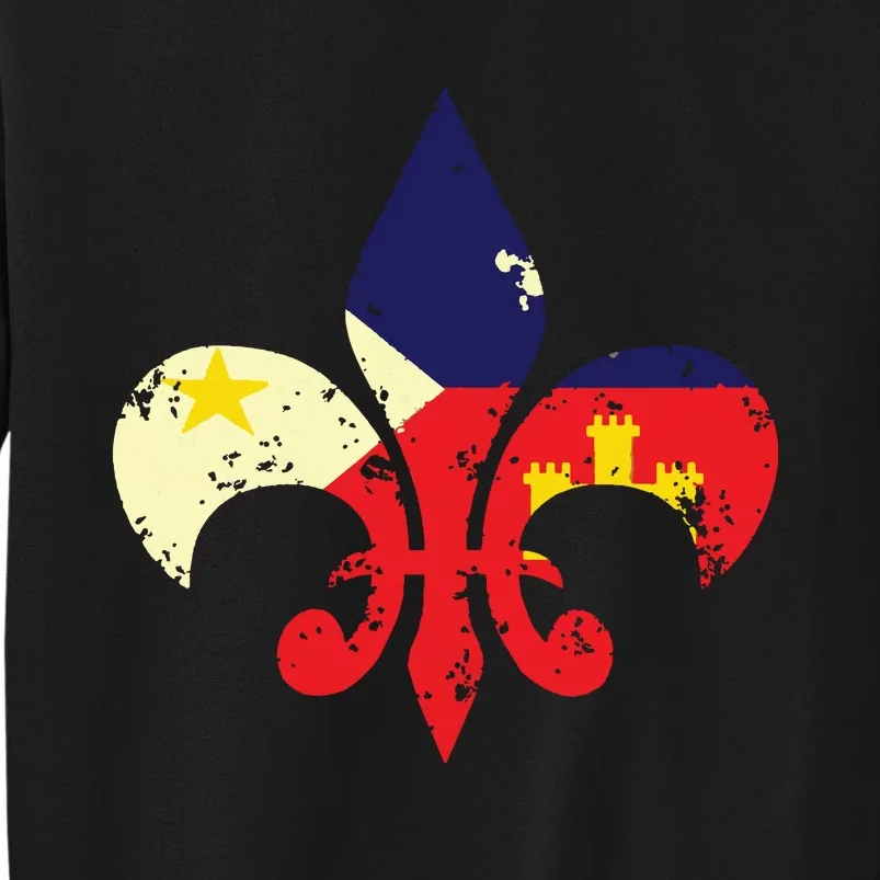 Louisiana Cajun Proud Acadiana Flag Distressed Fleur Sweatshirt