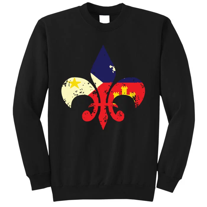 Louisiana Cajun Proud Acadiana Flag Distressed Fleur Sweatshirt