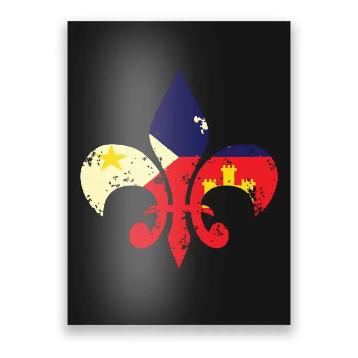 Louisiana Cajun Proud Acadiana Flag Distressed Fleur Poster