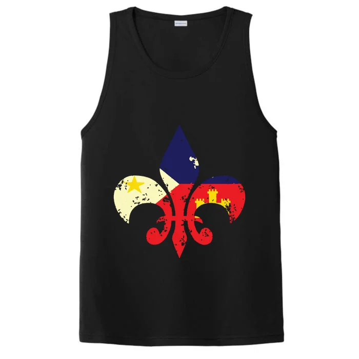 Louisiana Cajun Proud Acadiana Flag Distressed Fleur Performance Tank