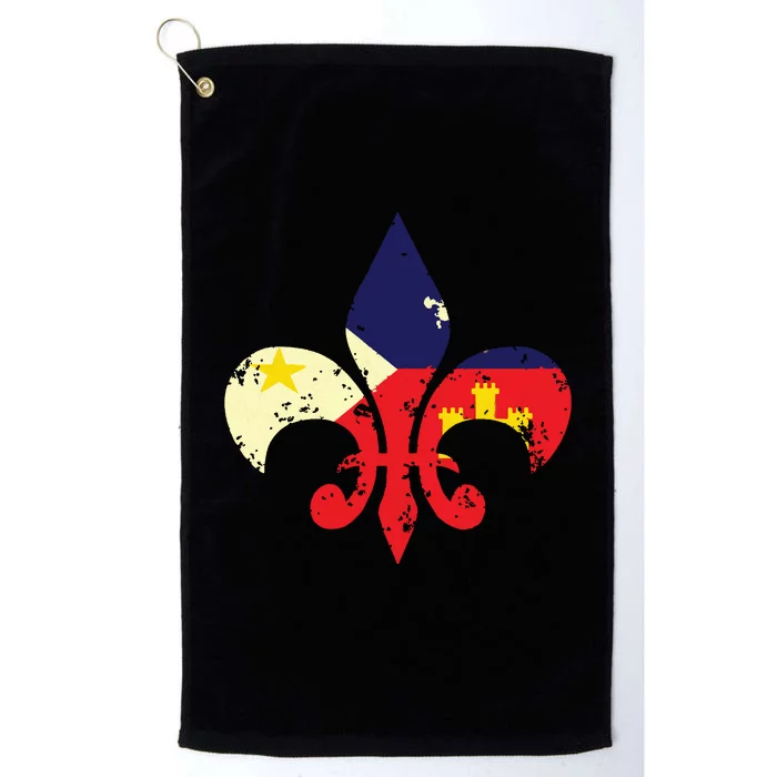 Louisiana Cajun Proud Acadiana Flag Distressed Fleur Platinum Collection Golf Towel