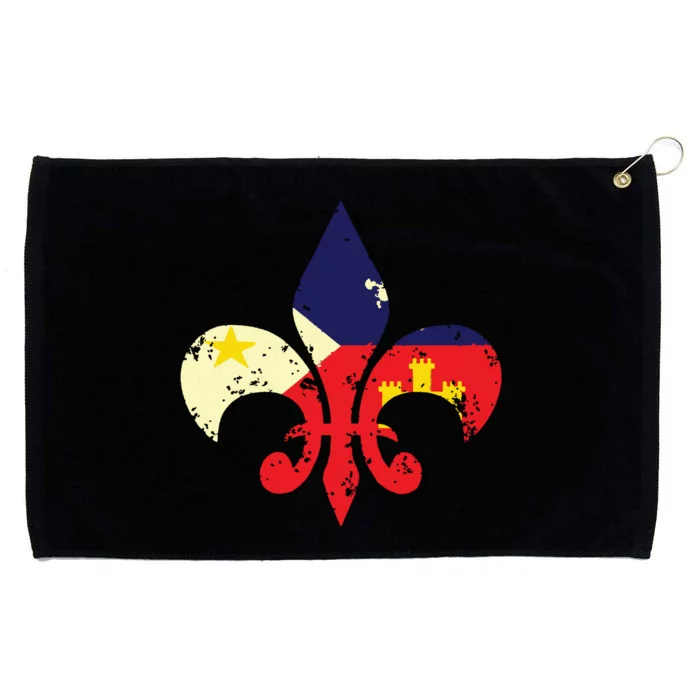 Louisiana Cajun Proud Acadiana Flag Distressed Fleur Grommeted Golf Towel