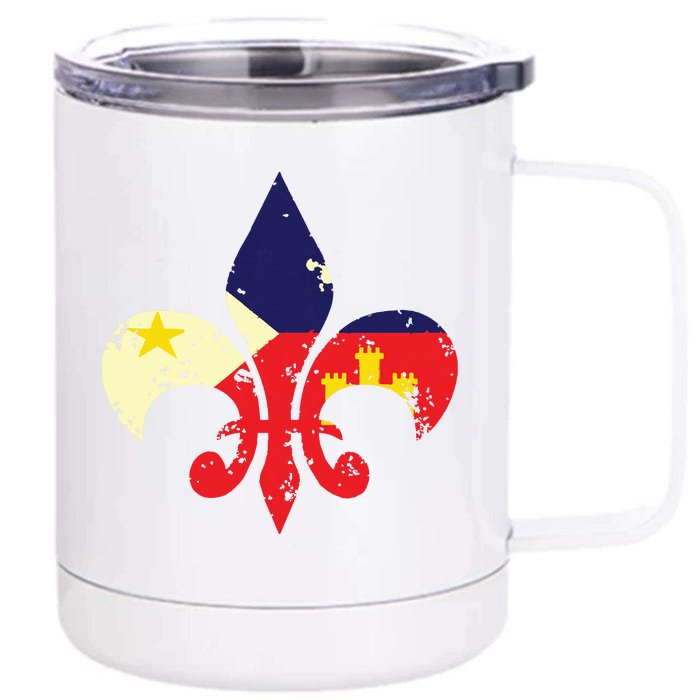 Louisiana Cajun Proud Acadiana Flag Distressed Fleur Front & Back 12oz Stainless Steel Tumbler Cup