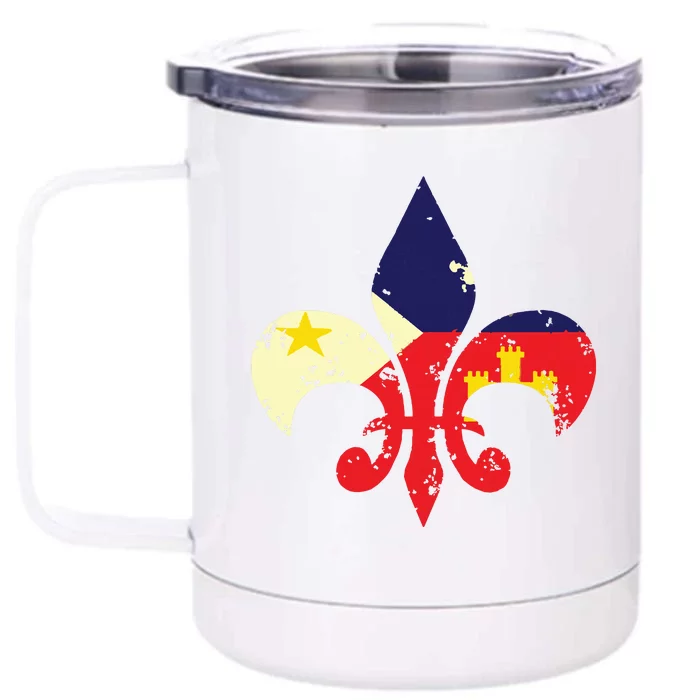 Louisiana Cajun Proud Acadiana Flag Distressed Fleur Front & Back 12oz Stainless Steel Tumbler Cup