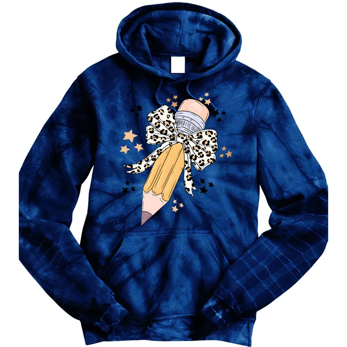 Leopard Coquette Pencil Teacher Student Tie Dye Hoodie