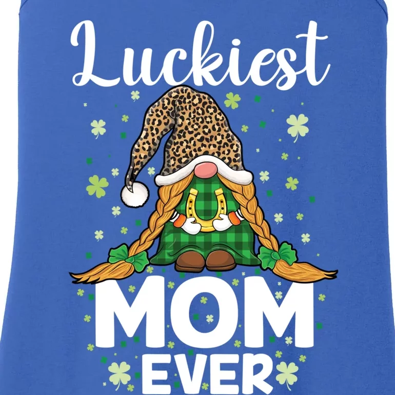 Leopard Check Plaid Luckiest Mom St Patricks Day Gnomes Gift Ladies Essential Tank