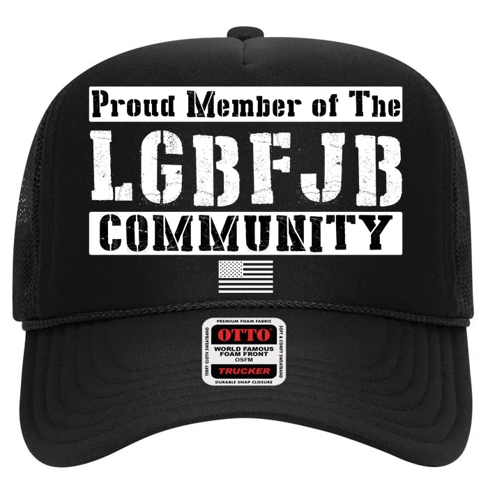 LGBFJB Community Proud Member USA Army Flag High Crown Mesh Trucker Hat