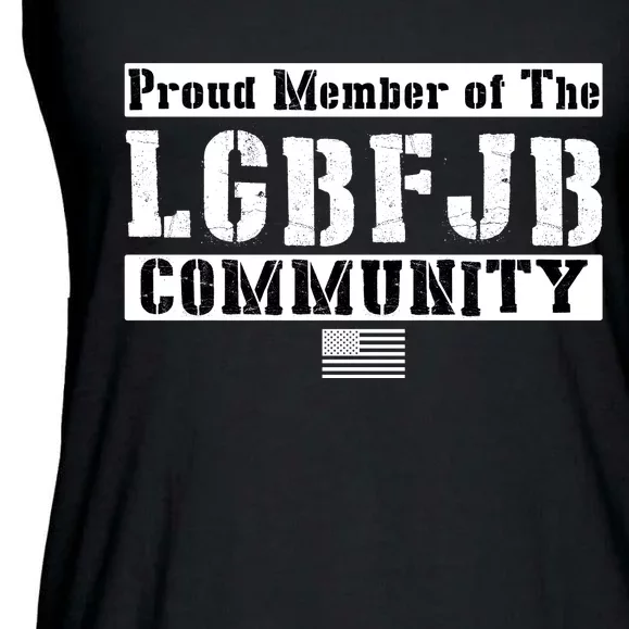 LGBFJB Community Proud Member USA Army Flag Ladies Essential Flowy Tank