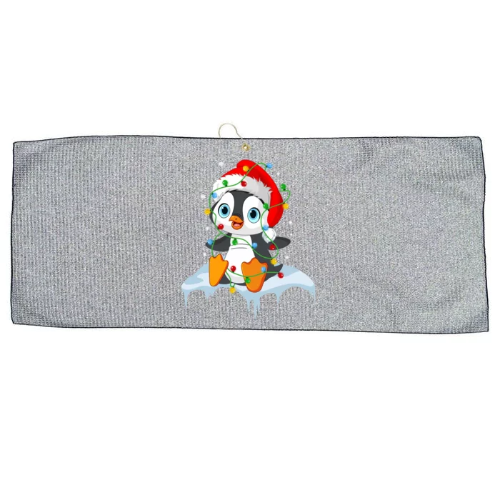 Light Christma Penguin Ugly Pajamas Santa Hat Xmas Great Gift Large Microfiber Waffle Golf Towel