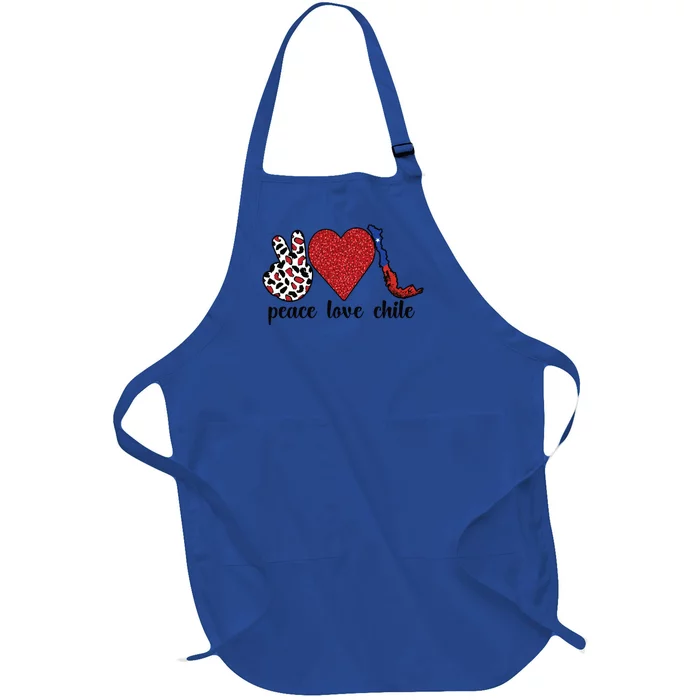 Love Chile Proud Chilean Flag Chilean Roots Cool Gift Full-Length Apron With Pocket