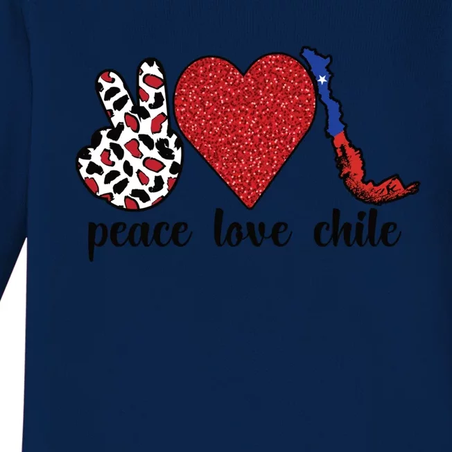 Love Chile Proud Chilean Flag Chilean Roots Cool Gift Baby Long Sleeve Bodysuit