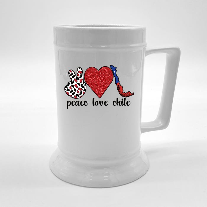 Love Chile Proud Chilean Flag Chilean Roots Cool Gift Front & Back Beer Stein