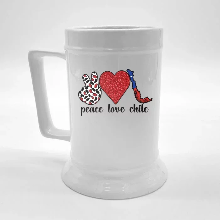 Love Chile Proud Chilean Flag Chilean Roots Cool Gift Front & Back Beer Stein