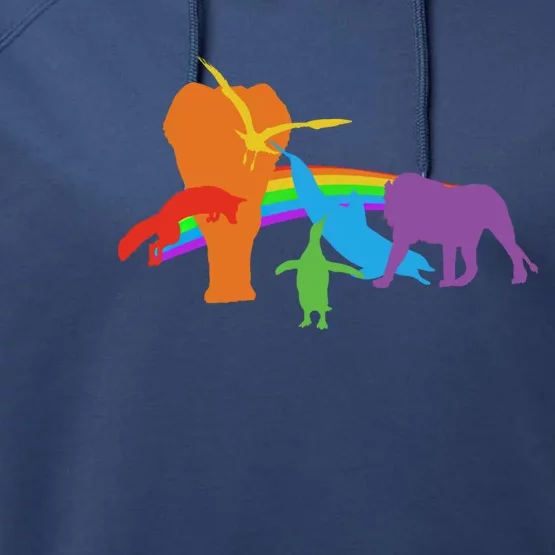 Lgbtq Community Pride Rainbow Wildlife Equal Rights Cool Gift Performance Fleece Hoodie