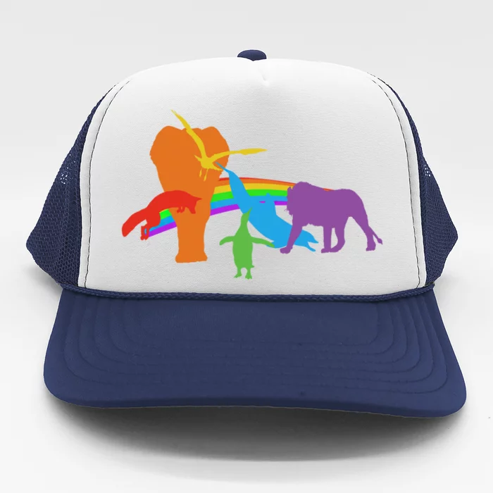 Lgbtq Community Pride Rainbow Wildlife Equal Rights Cool Gift Trucker Hat