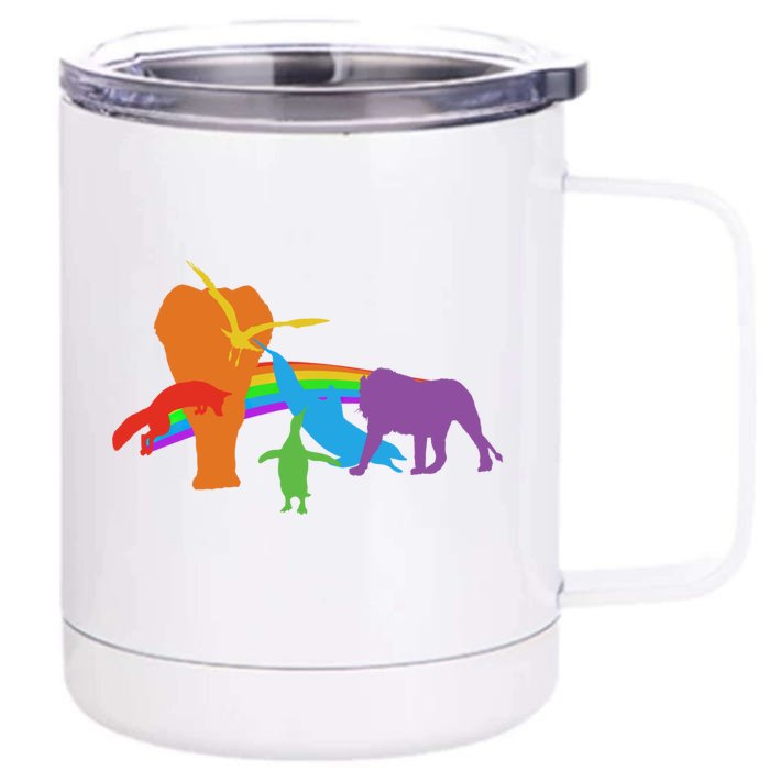 Lgbtq Community Pride Rainbow Wildlife Equal Rights Cool Gift Front & Back 12oz Stainless Steel Tumbler Cup