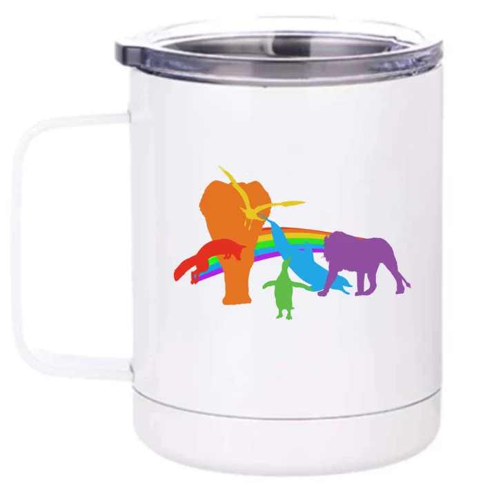 Lgbtq Community Pride Rainbow Wildlife Equal Rights Cool Gift Front & Back 12oz Stainless Steel Tumbler Cup