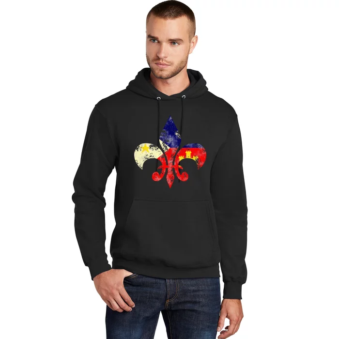 Louisiana Cajun Proud Acadiana Flag Distressed Fleur Hoodie