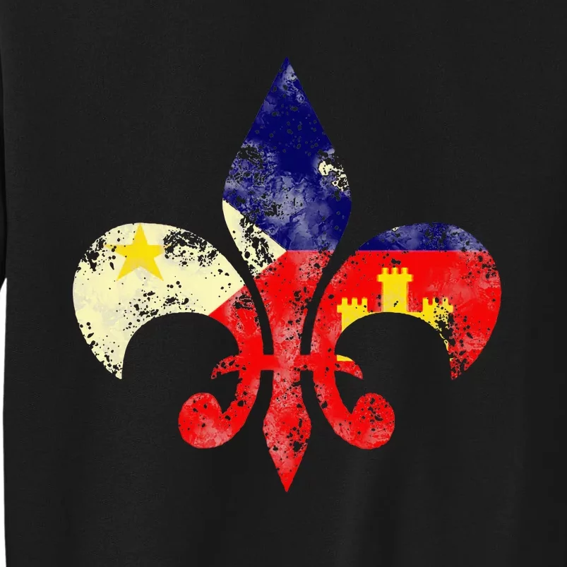 Louisiana Cajun Proud Acadiana Flag Distressed Fleur Tall Sweatshirt