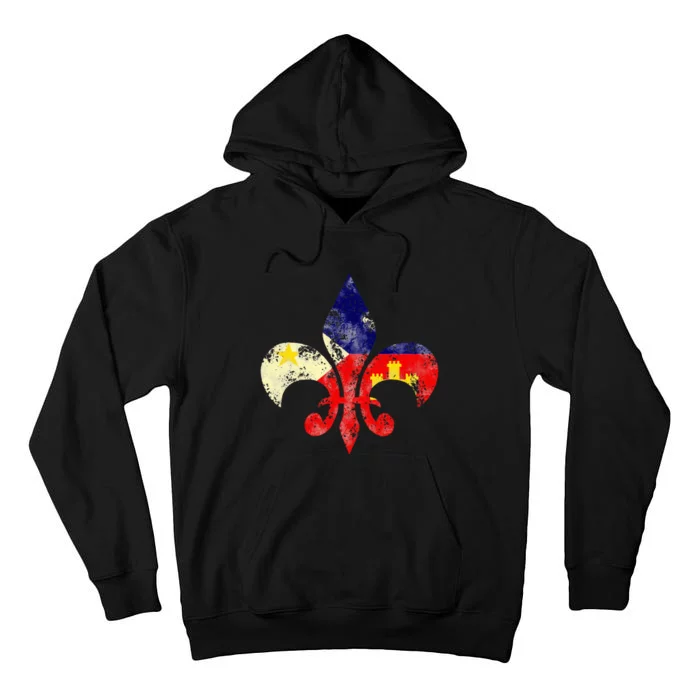 Louisiana Cajun Proud Acadiana Flag Distressed Fleur Tall Hoodie