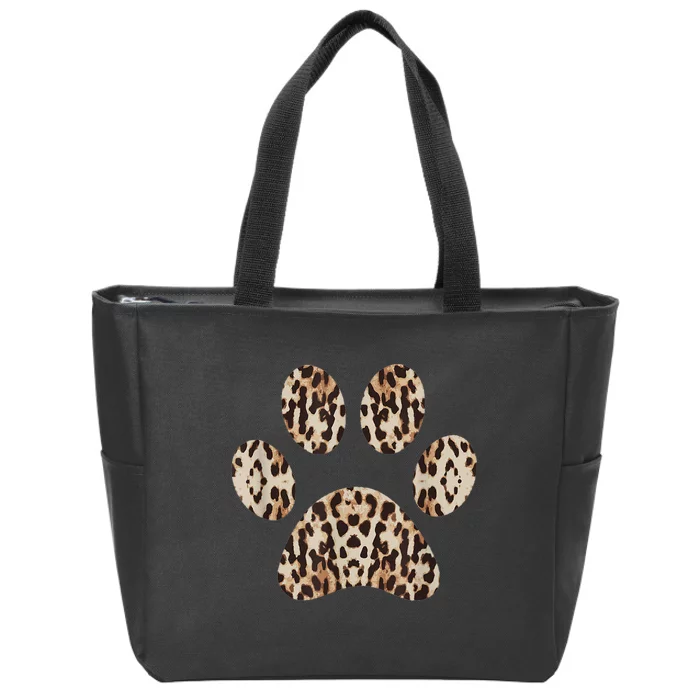 Leopard Cheetah Paw Print Cat Pet Dog Lover Zip Tote Bag