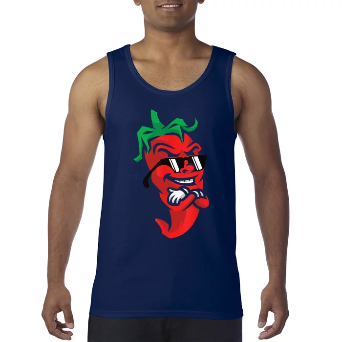 Lazy Cool Red Chili Pepper Mexican Spicy Hot Food Lover Tank Top