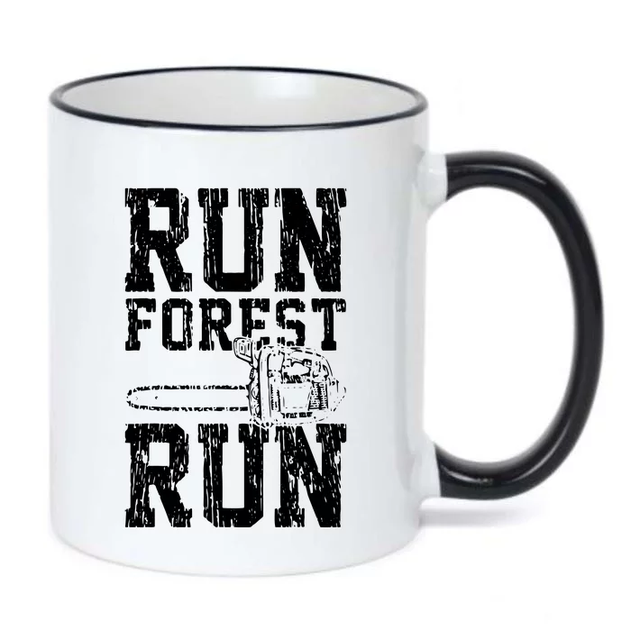 Lumberjack Chainsaw Run Forest Run Funny Black Color Changing Mug