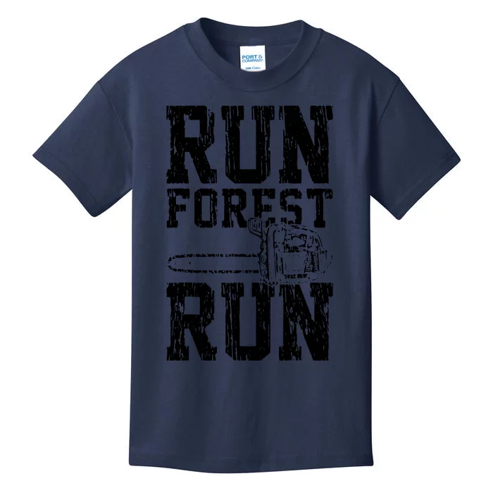 Lumberjack Chainsaw Run Forest Run Funny Kids T-Shirt