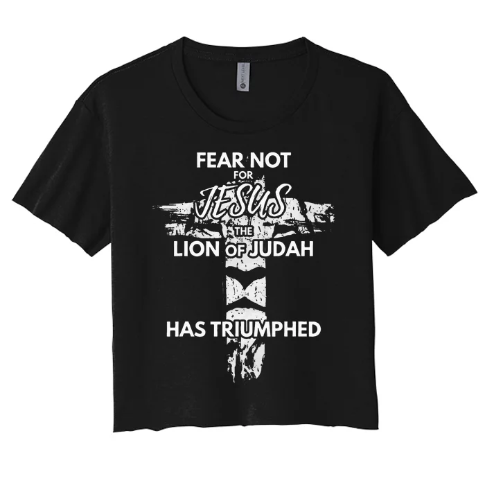 Lion Cross Revelation 55 Bible Verse Gift Women's Crop Top Tee