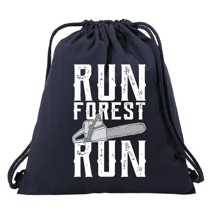 Lumberjack Chainsaw Run Forest Run Funny Drawstring Bag