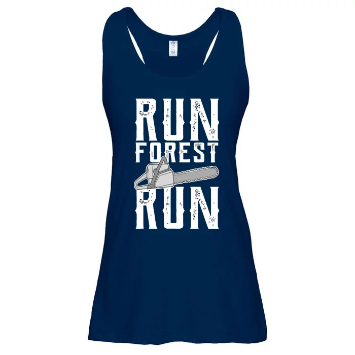 Lumberjack Chainsaw Run Forest Run Funny Ladies Essential Flowy Tank